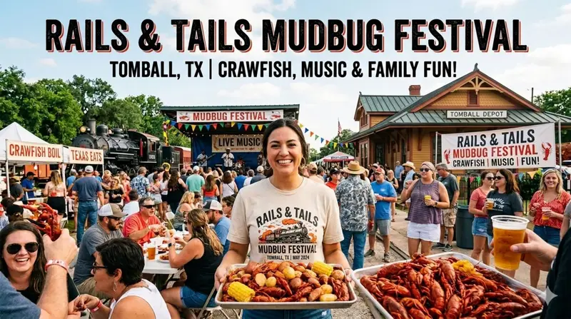 Rails & Tails Mudbug Festival Returns to Old Town Tomball April 25