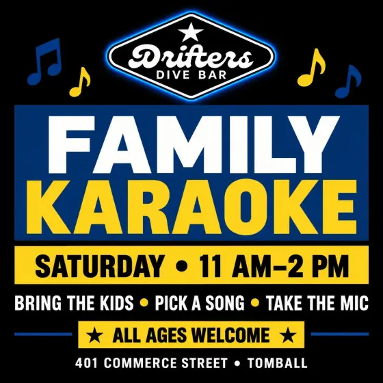 Flyer: Weekly Family Friendly Karaoke — Drifters Dive Bar, Sat, Oct 31