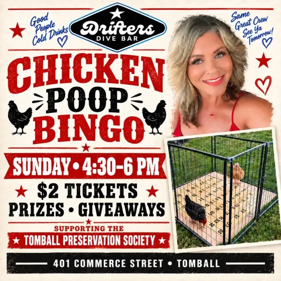 Flyer: Chicken Poop Bingo — Drifters Dive Bar, Sun, Oct 25