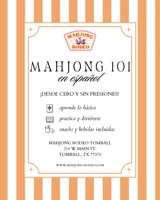 Flyer: Mahjong 101 en Español — Mahjong Rodeo, Sun, Oct 25