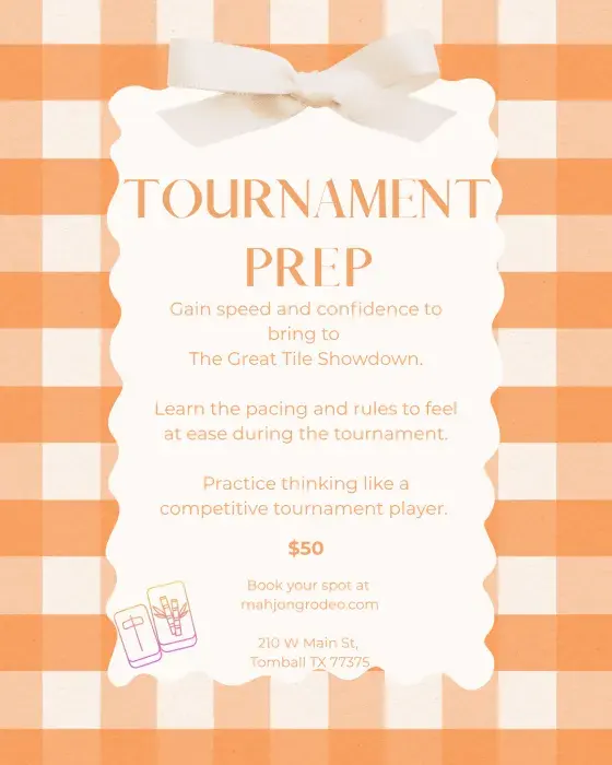 Flyer: Tournament Prep — Mahjong Rodeo, Sun, Oct 25