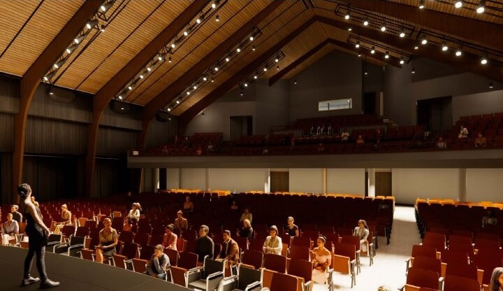Interior rendering of the proposed performing arts hall