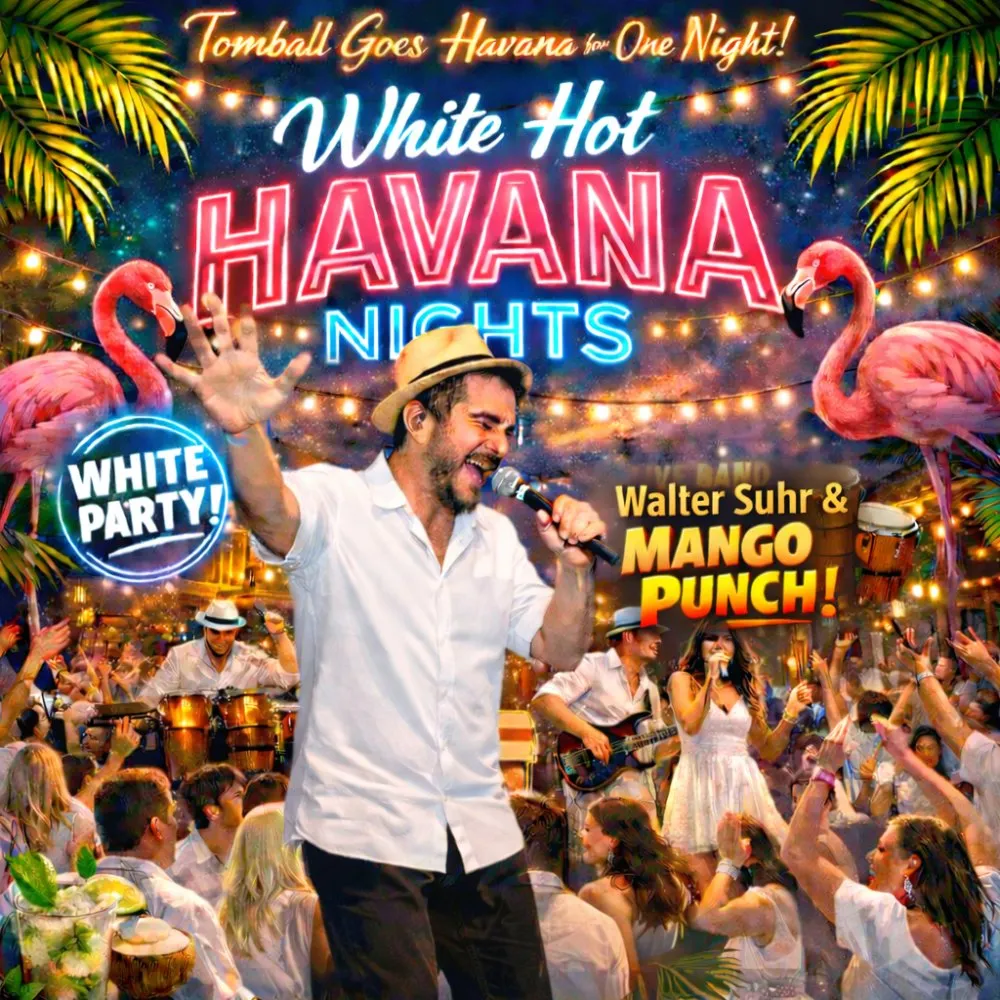 Flyer for White Hot Havana Nights...Featuring Walter Suhr & Mango Punch!