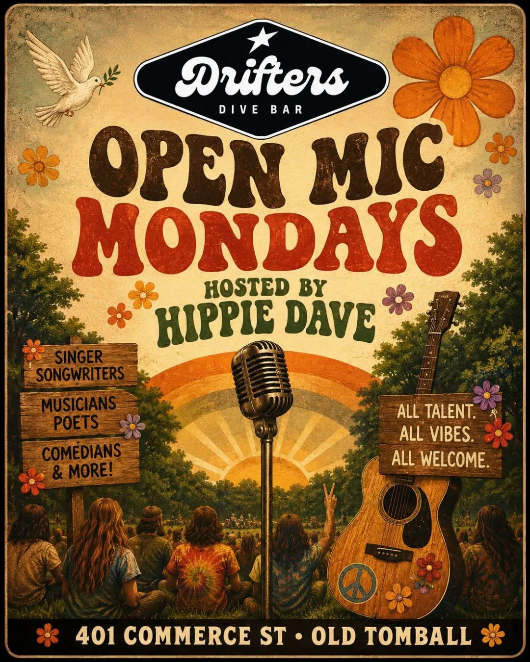 Flyer for Open Mic Mondays