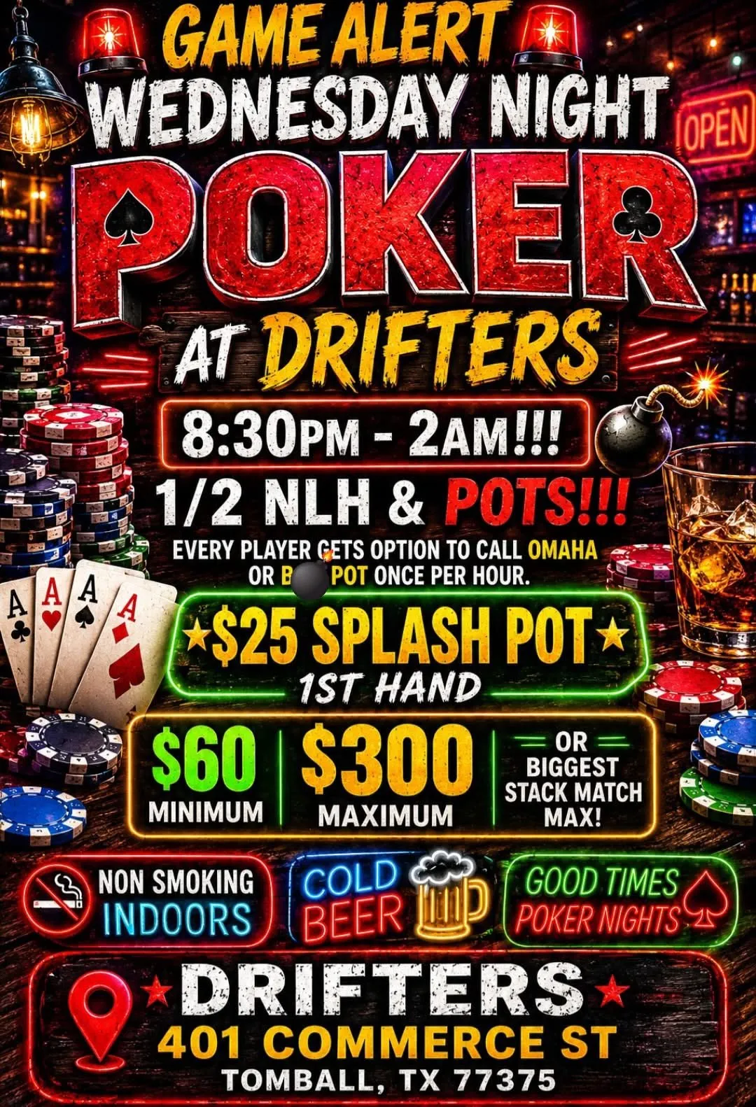 Flyer for Wednesday Night Poker