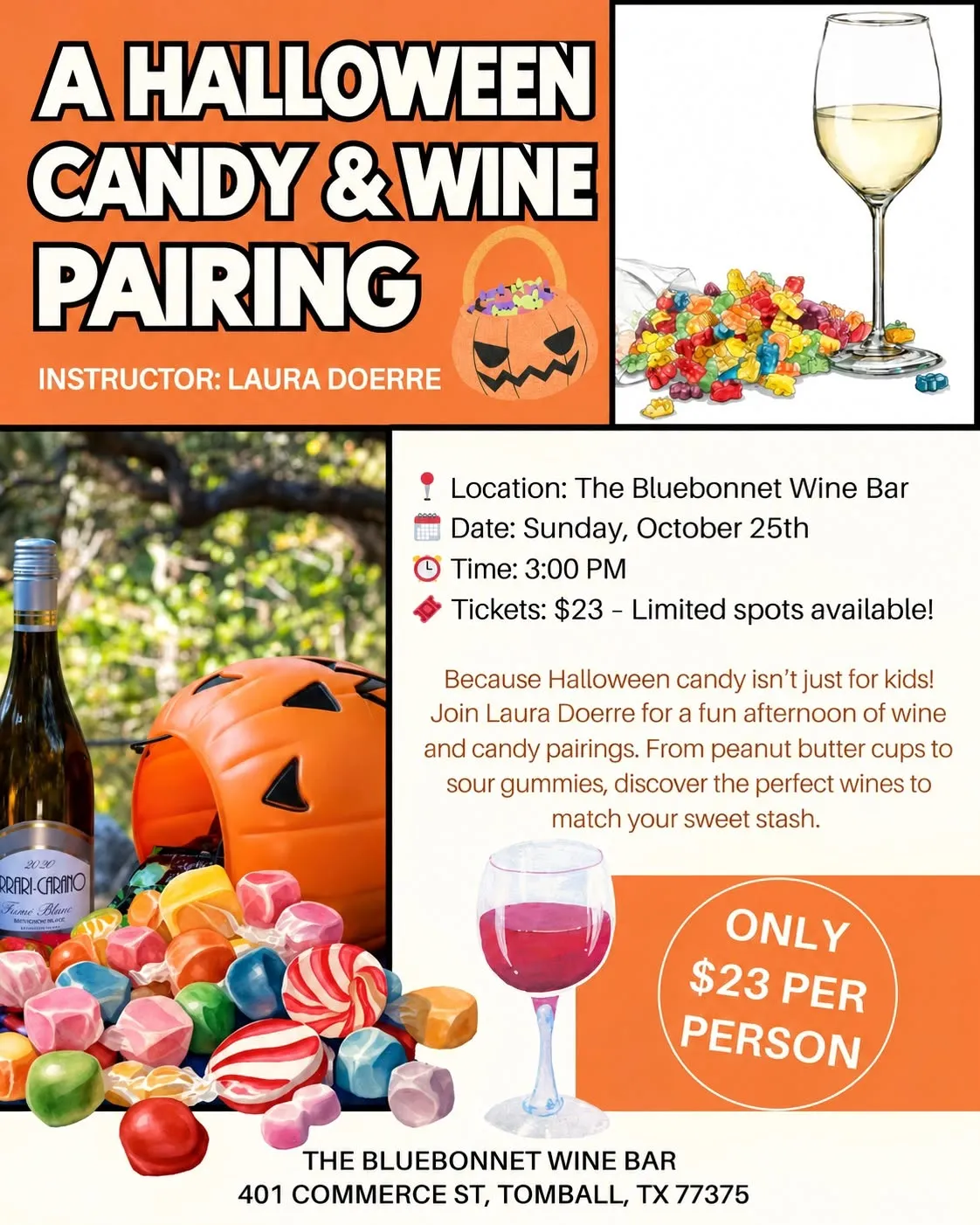 Flyer for Halloween Candy & Wine Pairing